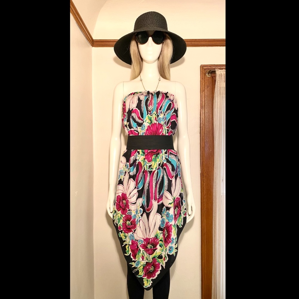 VINTAGE Floral Scarf Blouse - Sz Sm